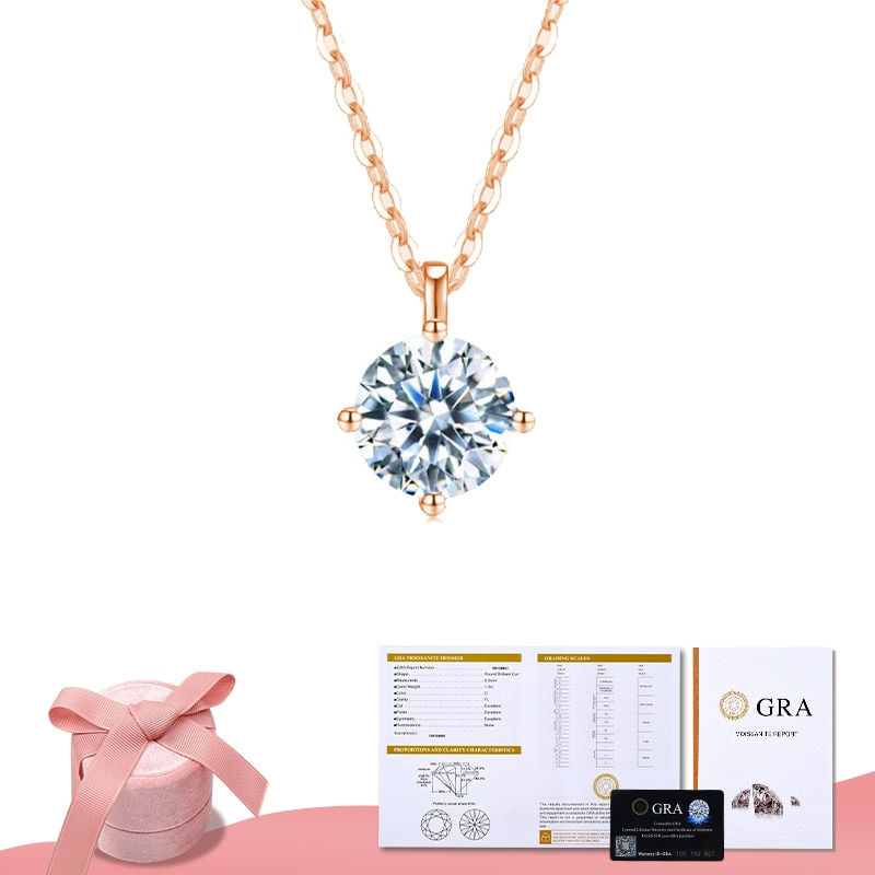 Miniature : Certified Moissanite Diamond Classic Round Pendant 925 Sterling