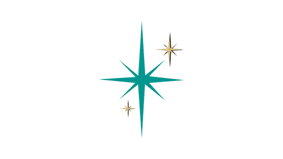 midcentury modern teal gold stars Canva