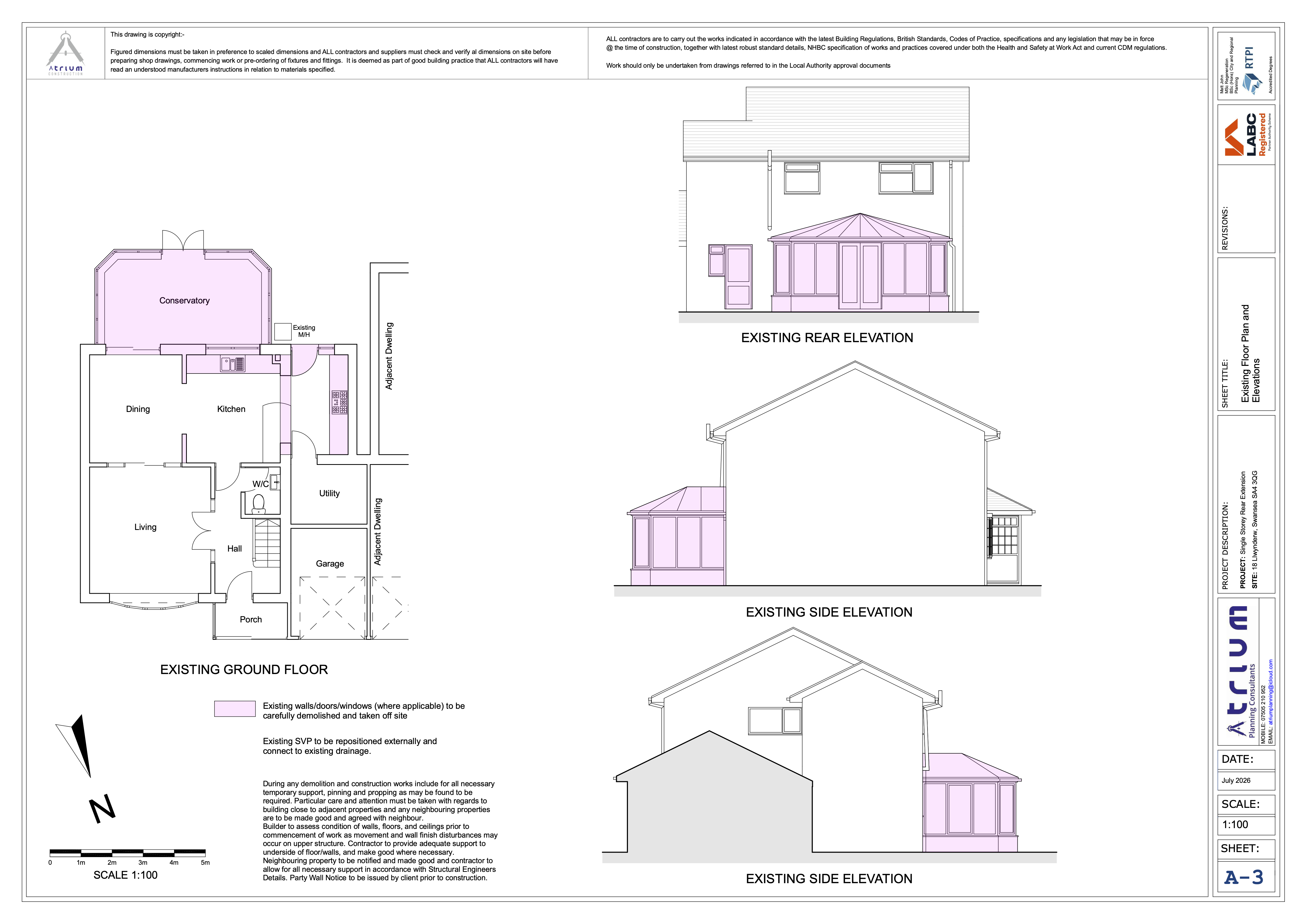 Atrium Planning Consultants — Rear Extension Plans – Three Crosses, Swansea