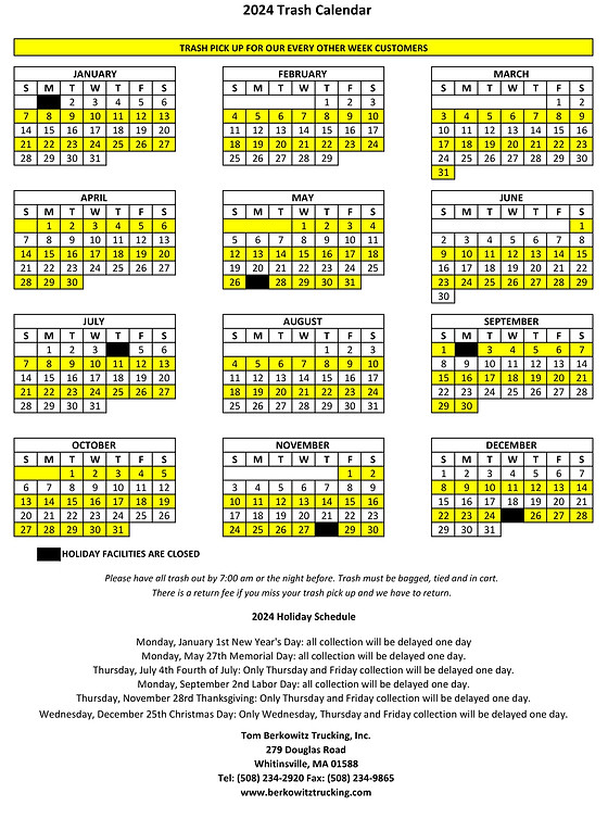 Schedule | Tom Berkowitz Trucking