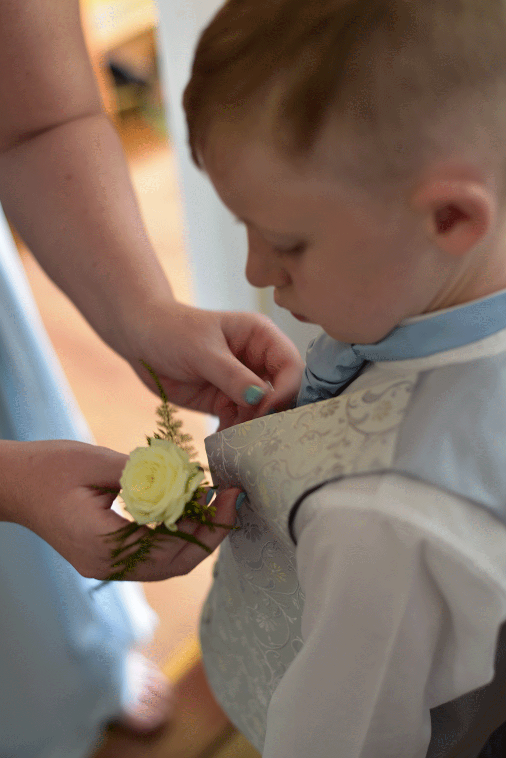 Page boy with button hole