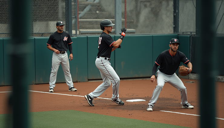 High angle view of a baseball training session focusing on strength and conditioning
