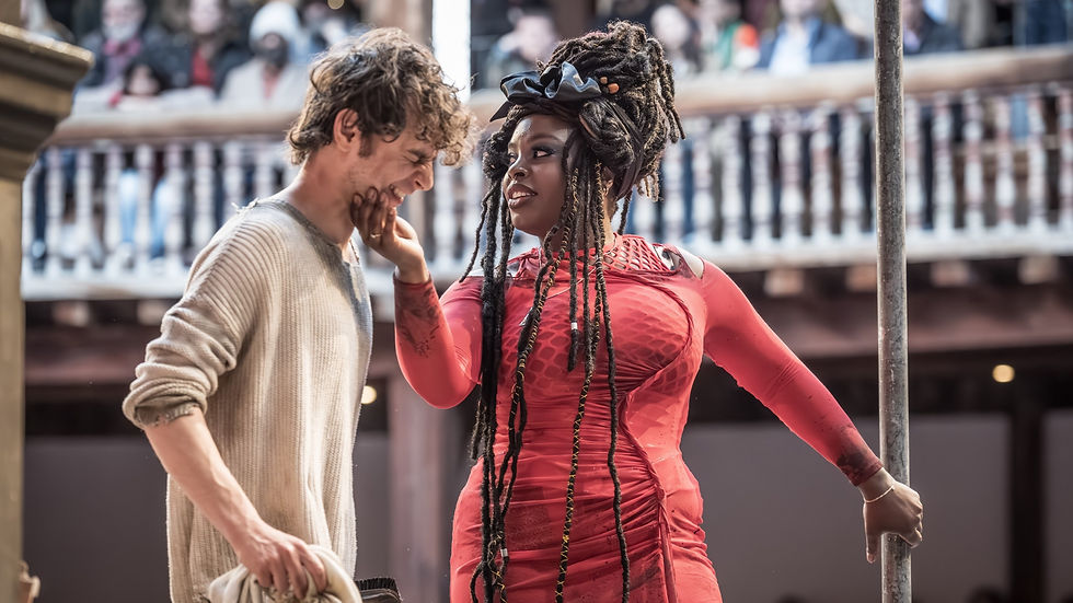 Rawaed Asde and Nadine Higgin in Mother Courage and Her Children at Shakespeare's Globe, c. (Marc Brenner)