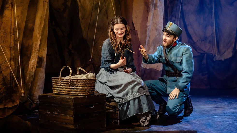 Jade Oswald (Marie) and Brenock O'Connor (Woyzeck) in Franz & Marie - The Woyzeck Musical at the Charing Cross Theatre, London (Danny Kaan)