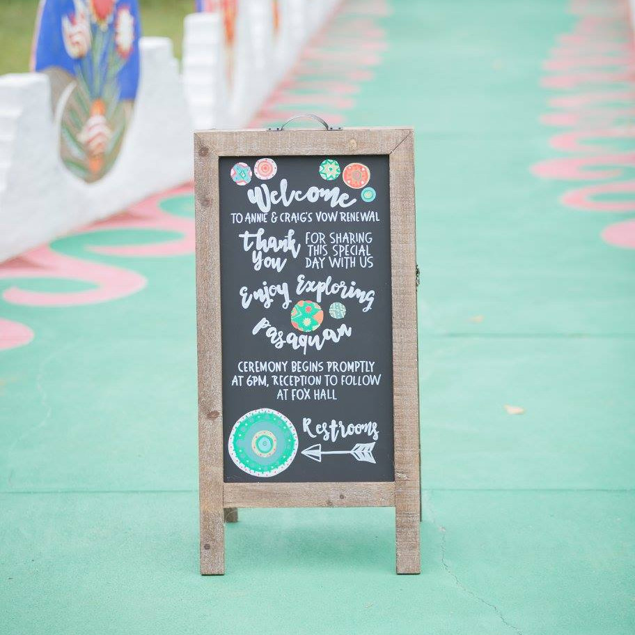 Wedding Vow Renewal Chalkboard at Pasaquan in Georgia