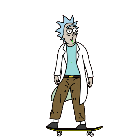 Rick And Morty Skateboarding Sticker by dieselraptor.gif