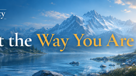 Icy-blue mountain landscape with a smaller stream joining a larger river and the title “You Were Never Meant to Be Enough by Yourself,” representing receiving sufficiency and strength from God.