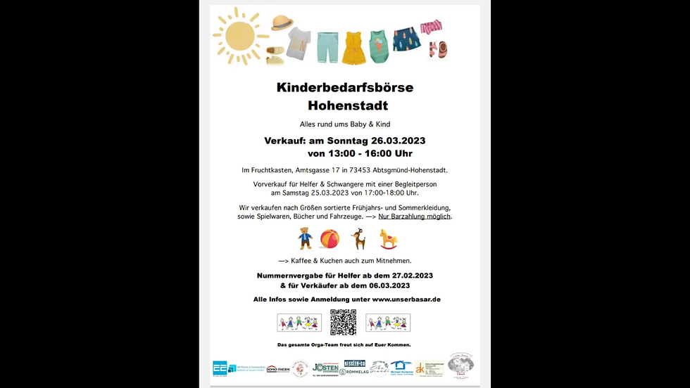 Hohenstadt Kinderbedarfsbörse 