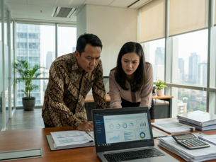 Ilustrasi pemilik bisnis dan tim finance memahami apa itu Coretax untuk kelancaran pelaporan pajak