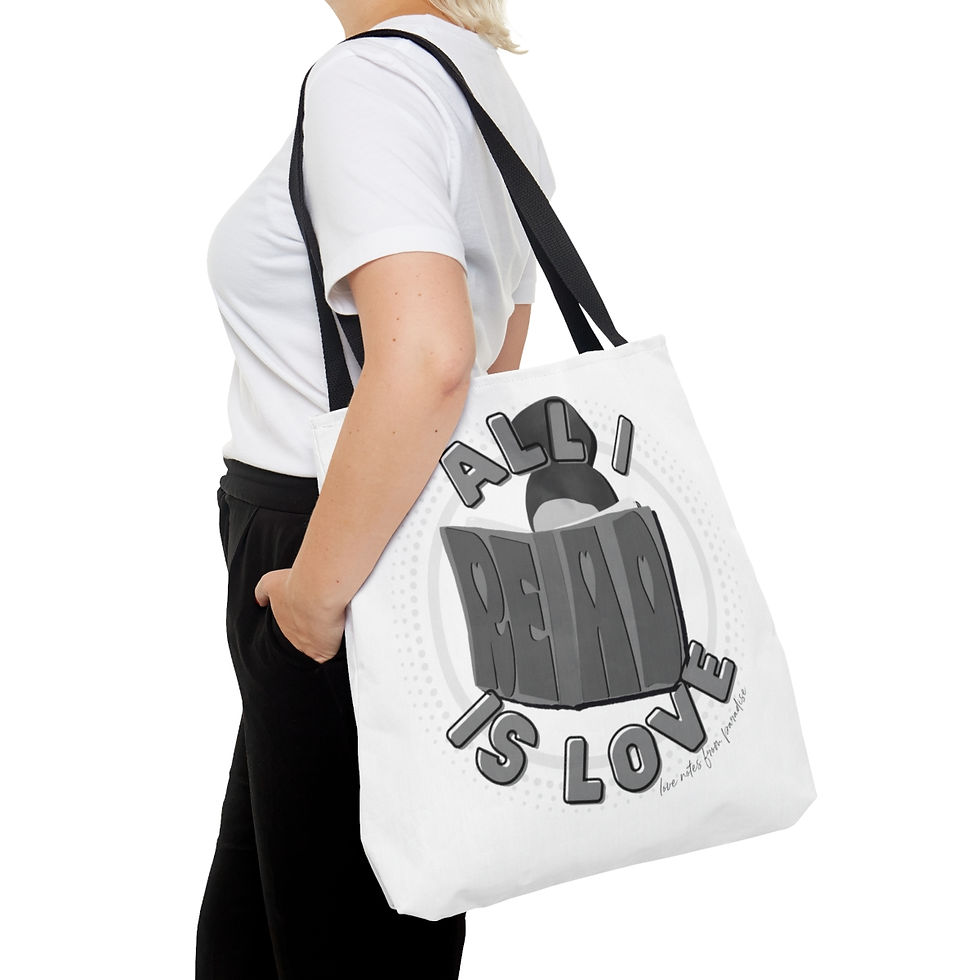 Thumbnail: All I Read Is Love Gray Tote Bag 