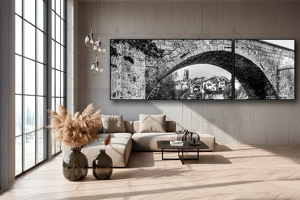 Miniature : Fribourg Le Pont du Milieu en Noir et Blanc