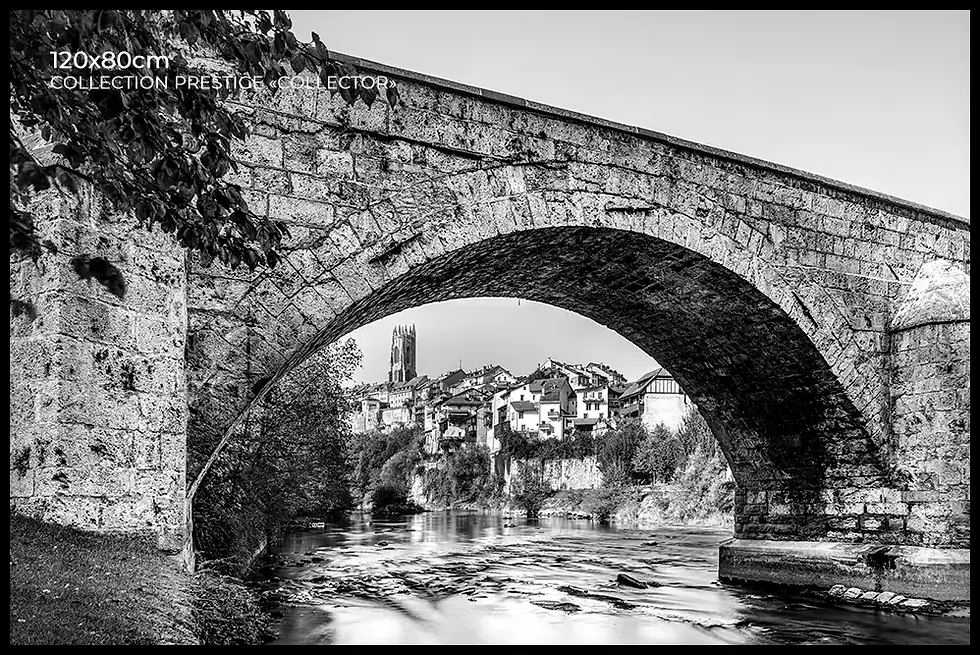 Miniature : Fribourg Le Pont du Milieu en Noir et Blanc