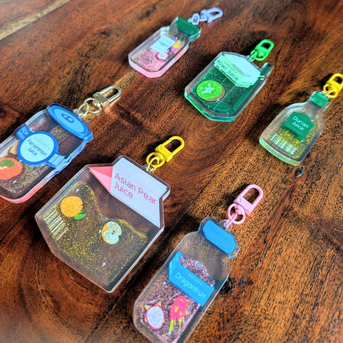 Asia Juice Keychain with Liquid Glitter | NMC Design Studio