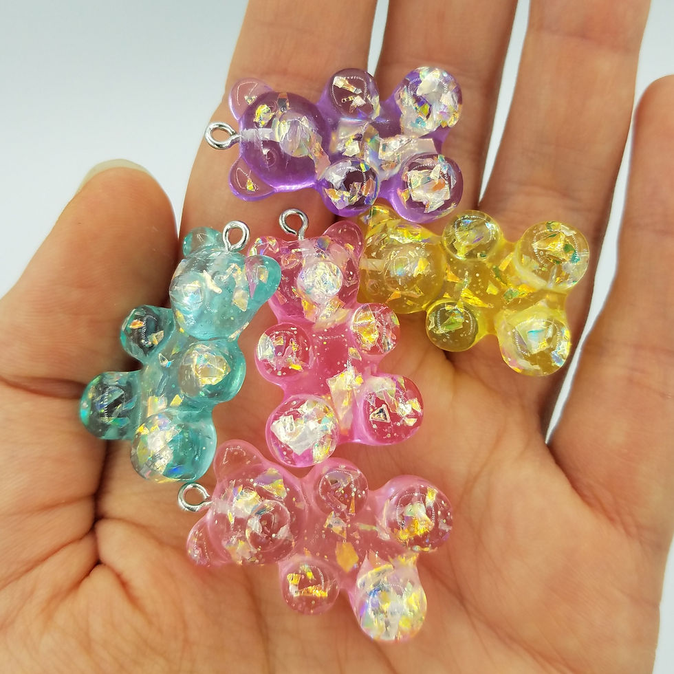 Thumbnail: 10 Large Gummy Bears, Glitter Pastel 1.25"