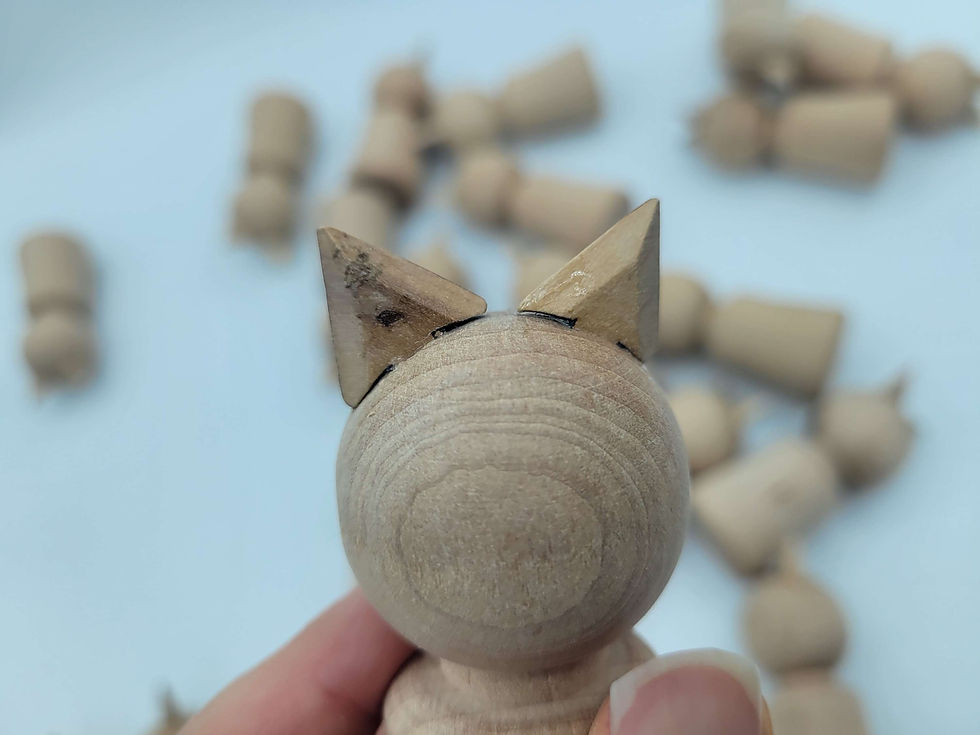 Thumbnail: Unfinished "B" Grade Wood Peg Doll Animal, "B" Grade Cat Peg Doll