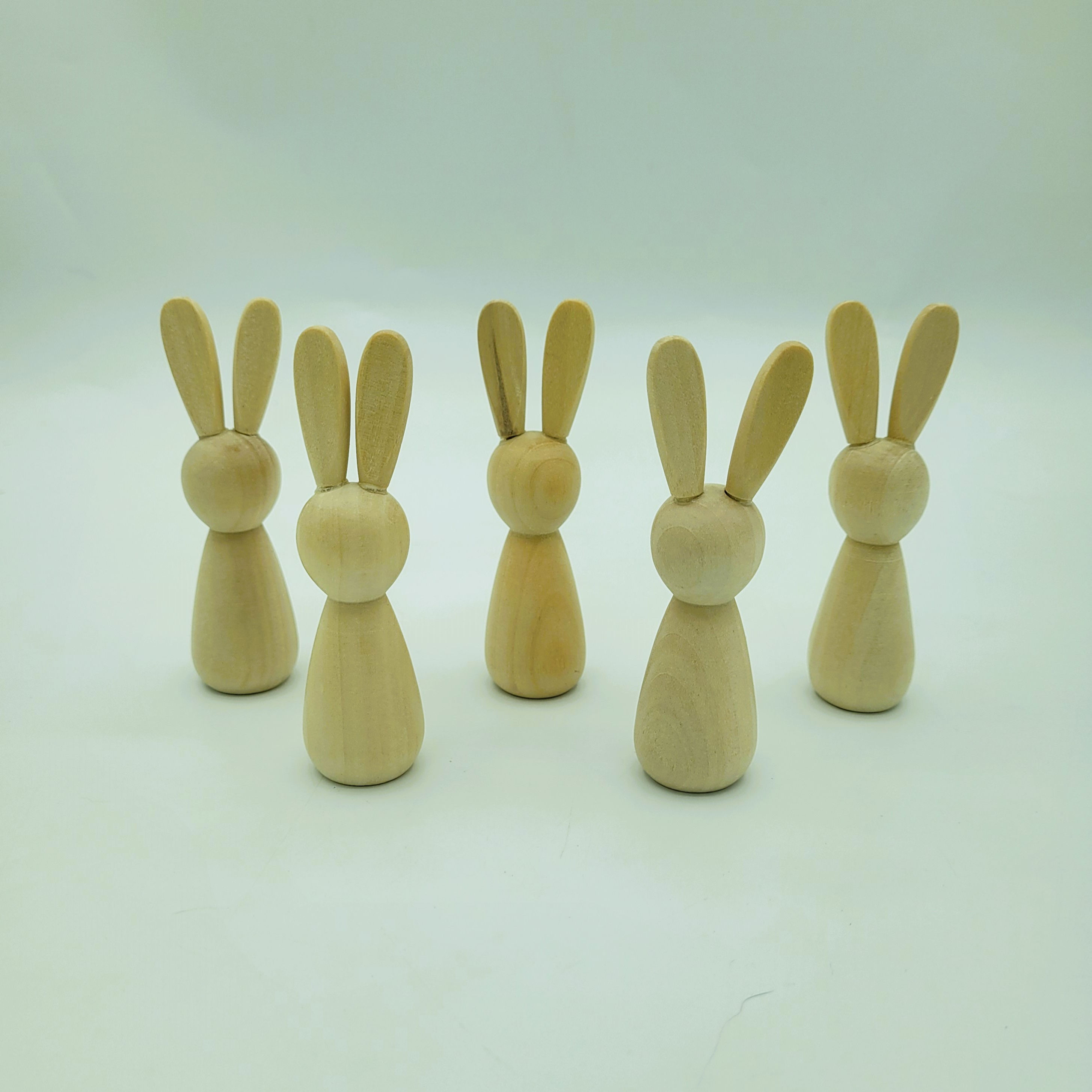 5 Wood Bunny Peg Dolls