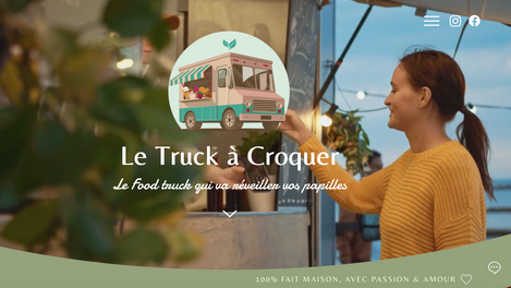 Page d’accueil du site Le Truck à Croquer, food truck proposant ses menus et spécialités