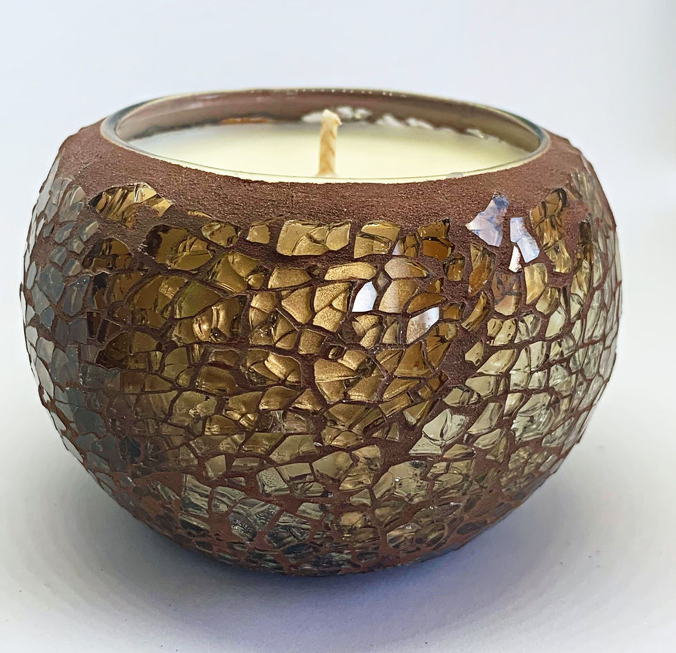Thumbnail: Medium Mosaic - Amber Crackle Candle