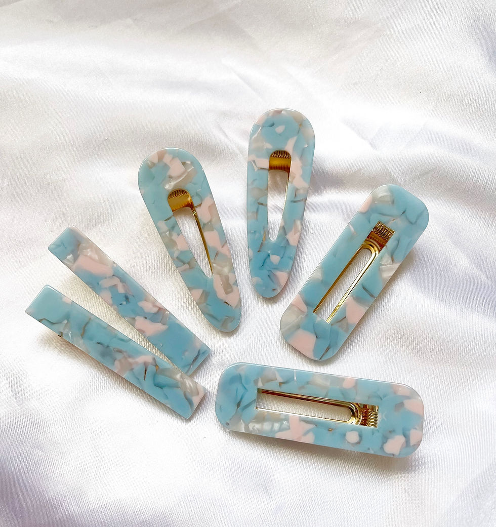 Miniature : Barrettes à cheveux rose et bleu pastel - Lot de 2