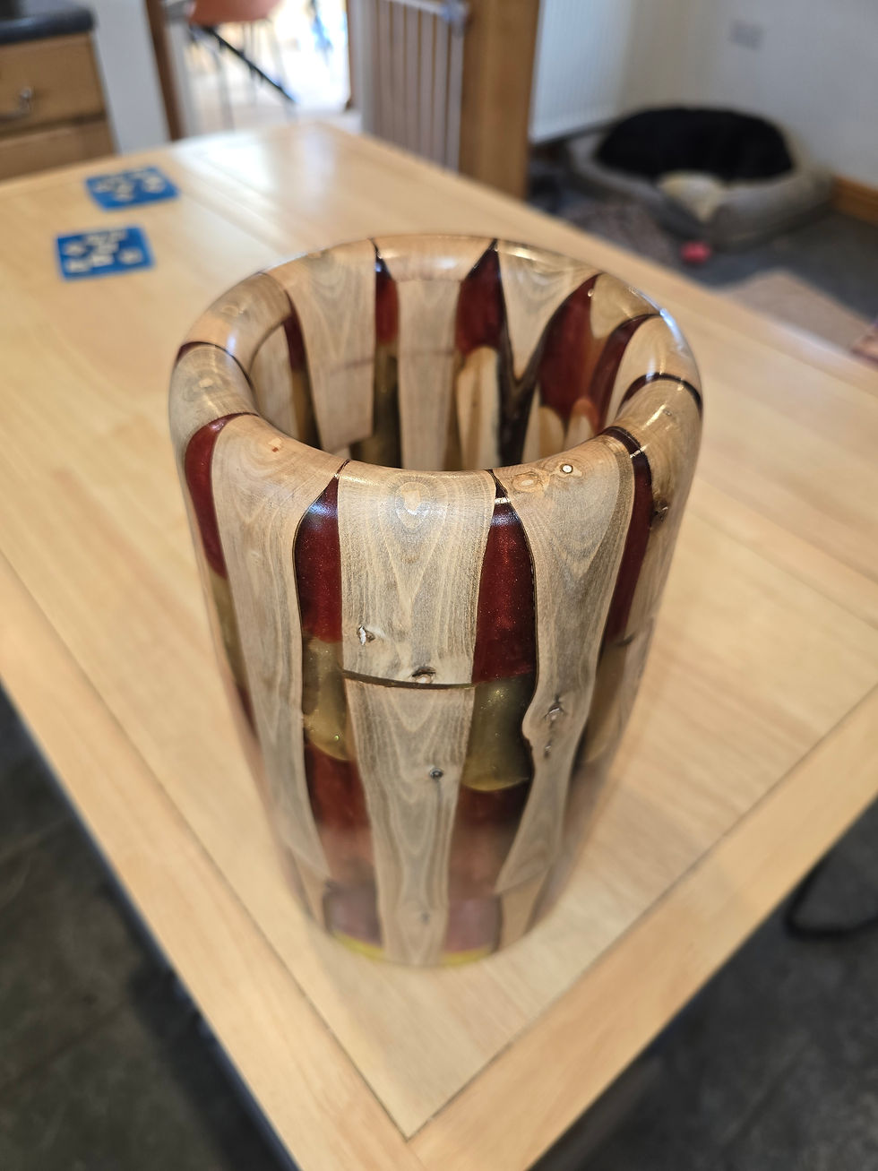 Thumbnail: Massive eucalyptus and resin vase in a beer-steine style