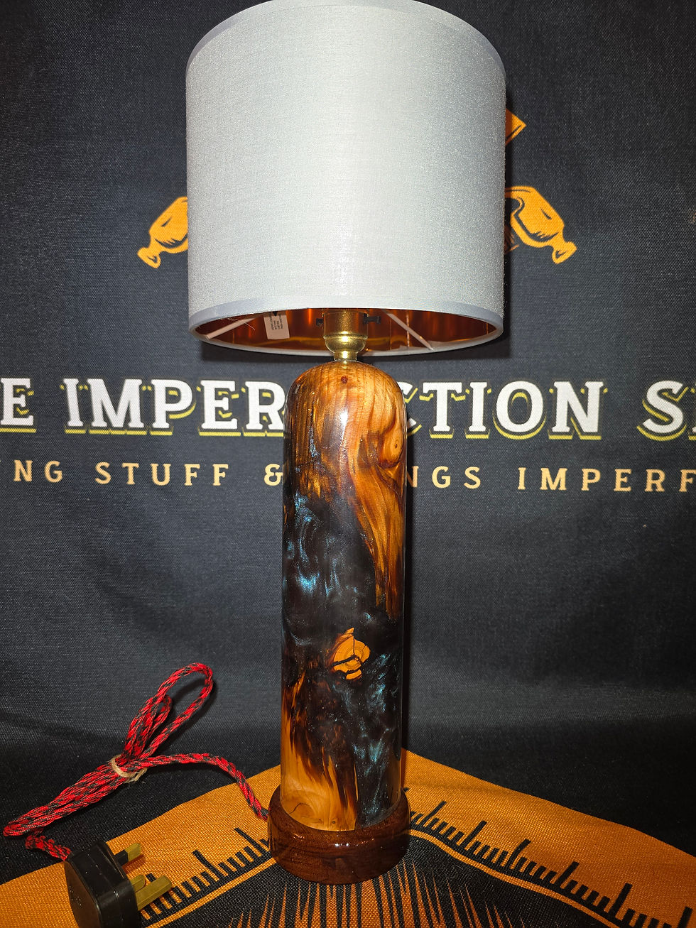Thumbnail: Antique pine and purple resin table lamp