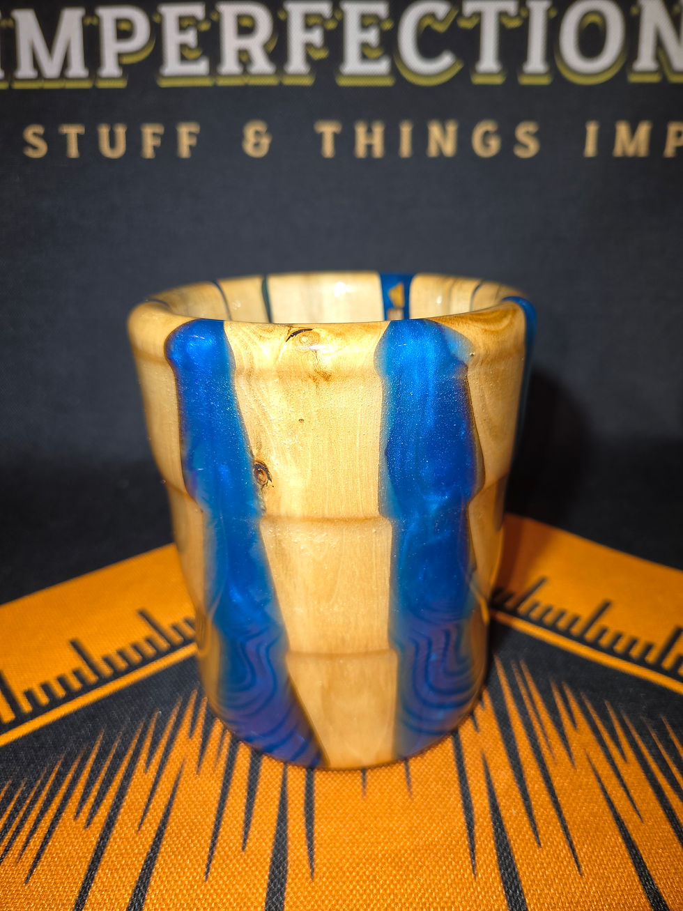 Thumbnail: Eucalyptus wood in blue resin vase, pot