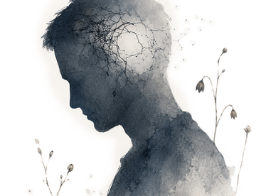Artistic watercolor silhouette representing the emotional challenges of male infertility and reproductive health.