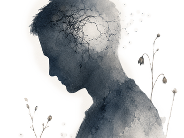 Artistic watercolor silhouette representing the emotional challenges of male infertility and reproductive health.