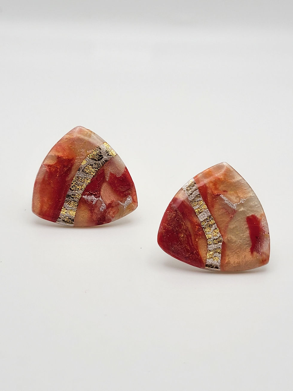 Crimson Peach and Gold Earrings