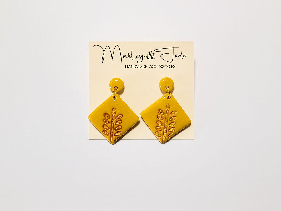 Mustard Yellow and Gold Dangle Earrings
