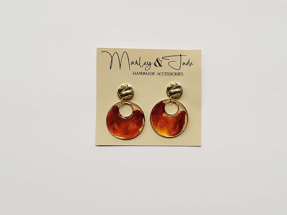 Melted Red and Gold Abstract Dangle Earrings