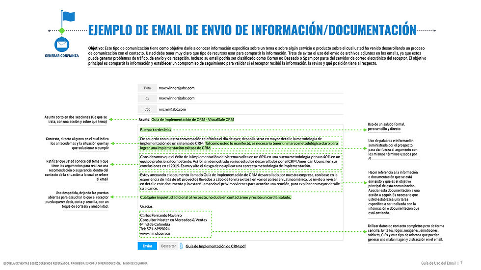 Ejemplo de Email de Ventas - Envío Información