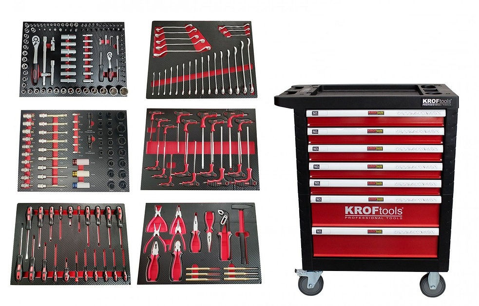 Carro de Ferramenta com 236 Peças (6 gavetas cheias) Kroftools