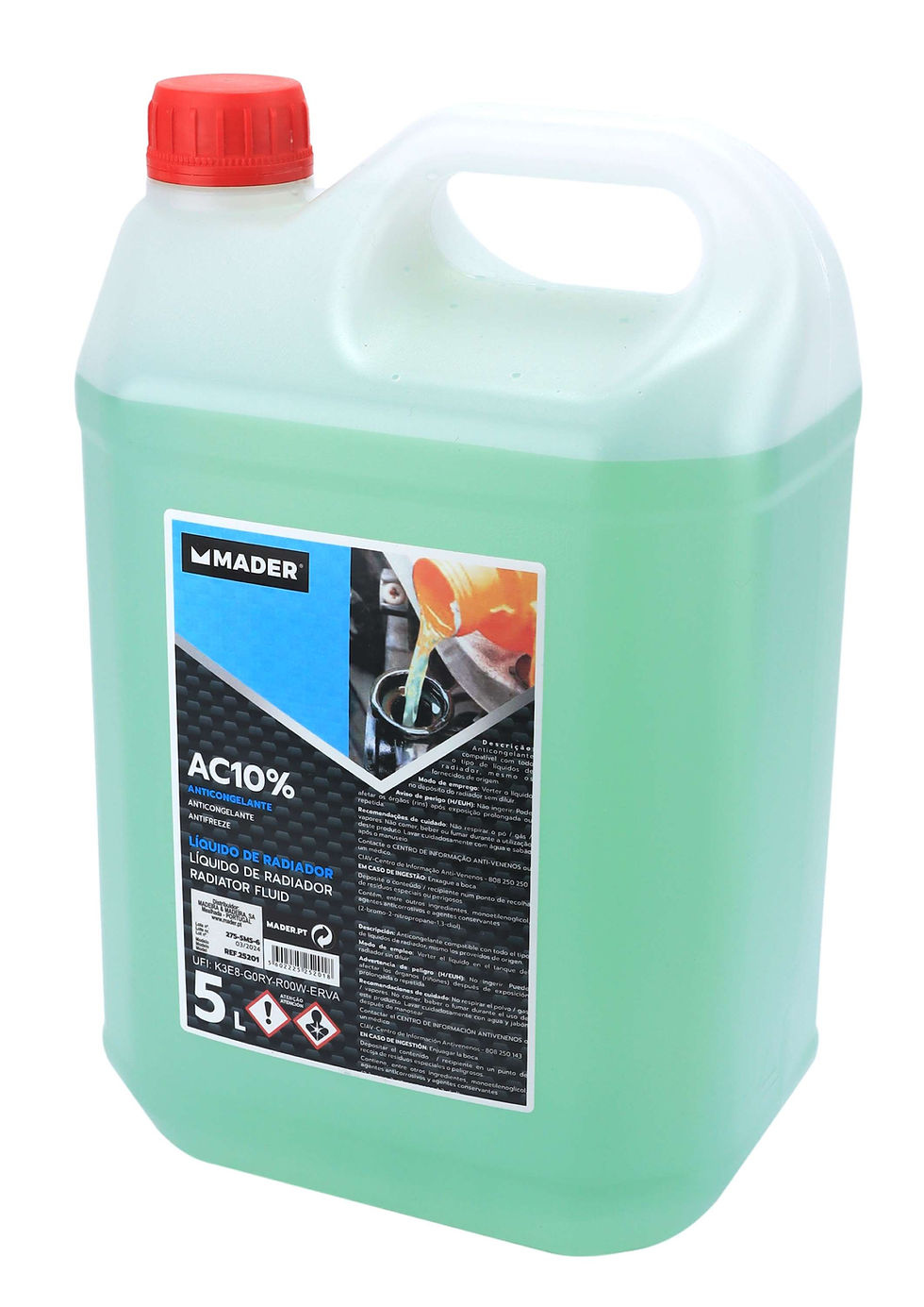 Anti-Congelante Verde AC10%, 5L para Radiador 25201 Mader