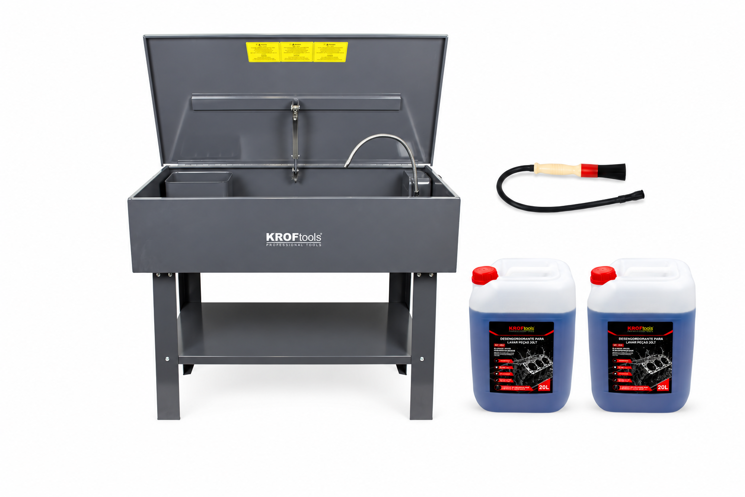 Kit Máquina Lavar Peças 150L + 40L Desengordurante + Pincel Kroftools