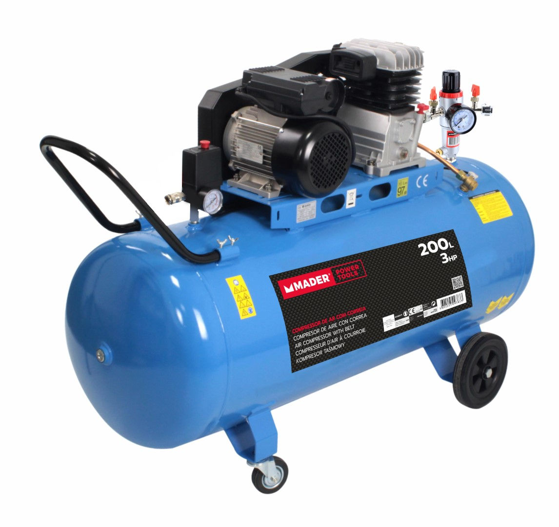 Compressor de Ar Correia, 200L, 3hp, 10Bar 322 L/min