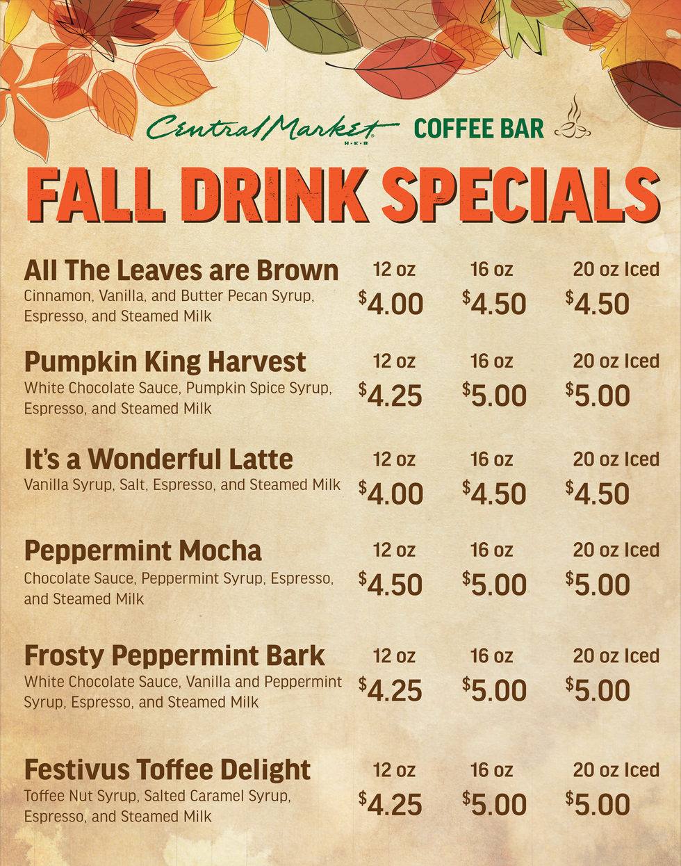 Fall Drink Menu