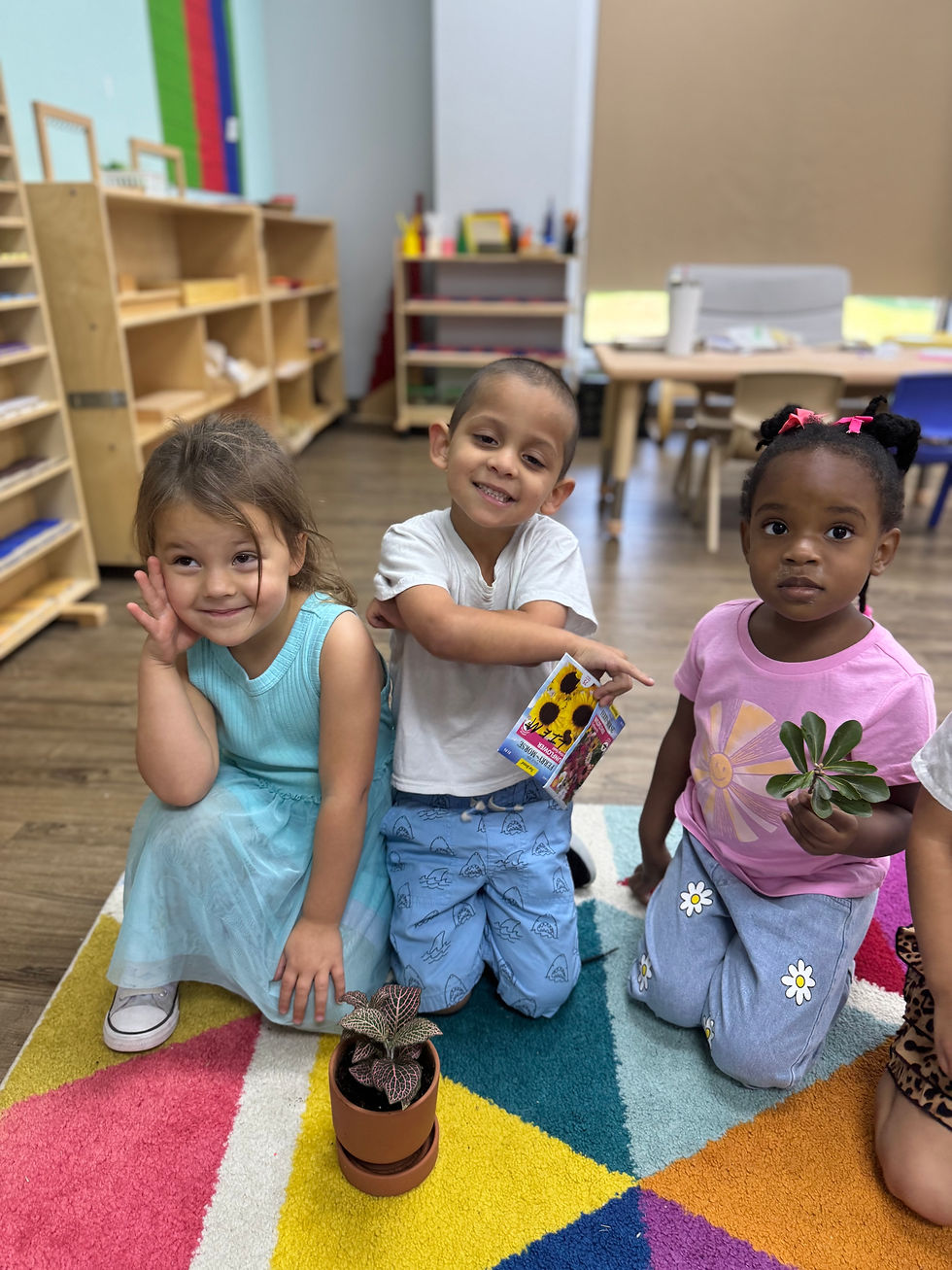 3 kiddos showing nature task
