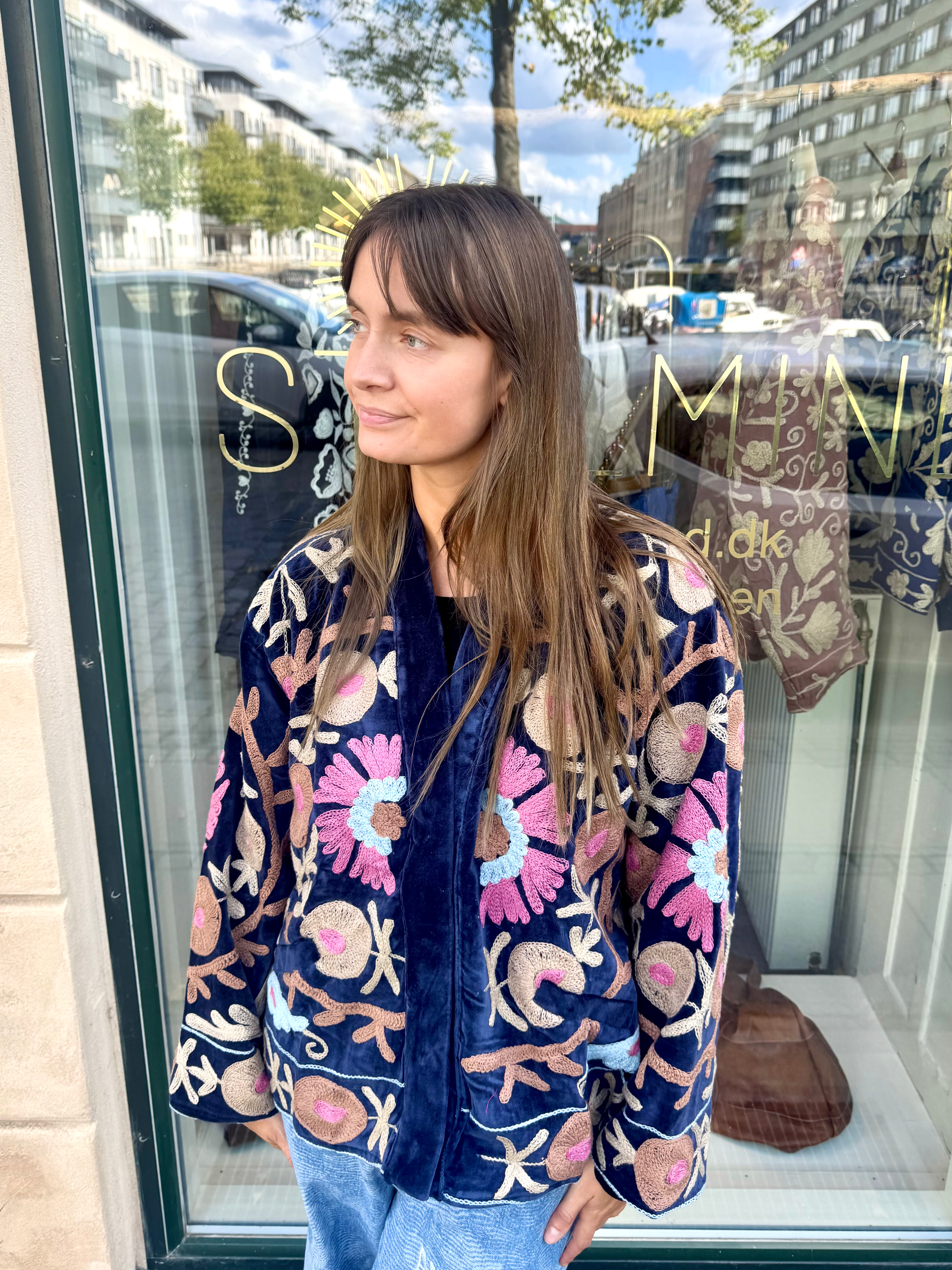 Blue Velvet Embroidery Rover Jacket - Stillmind