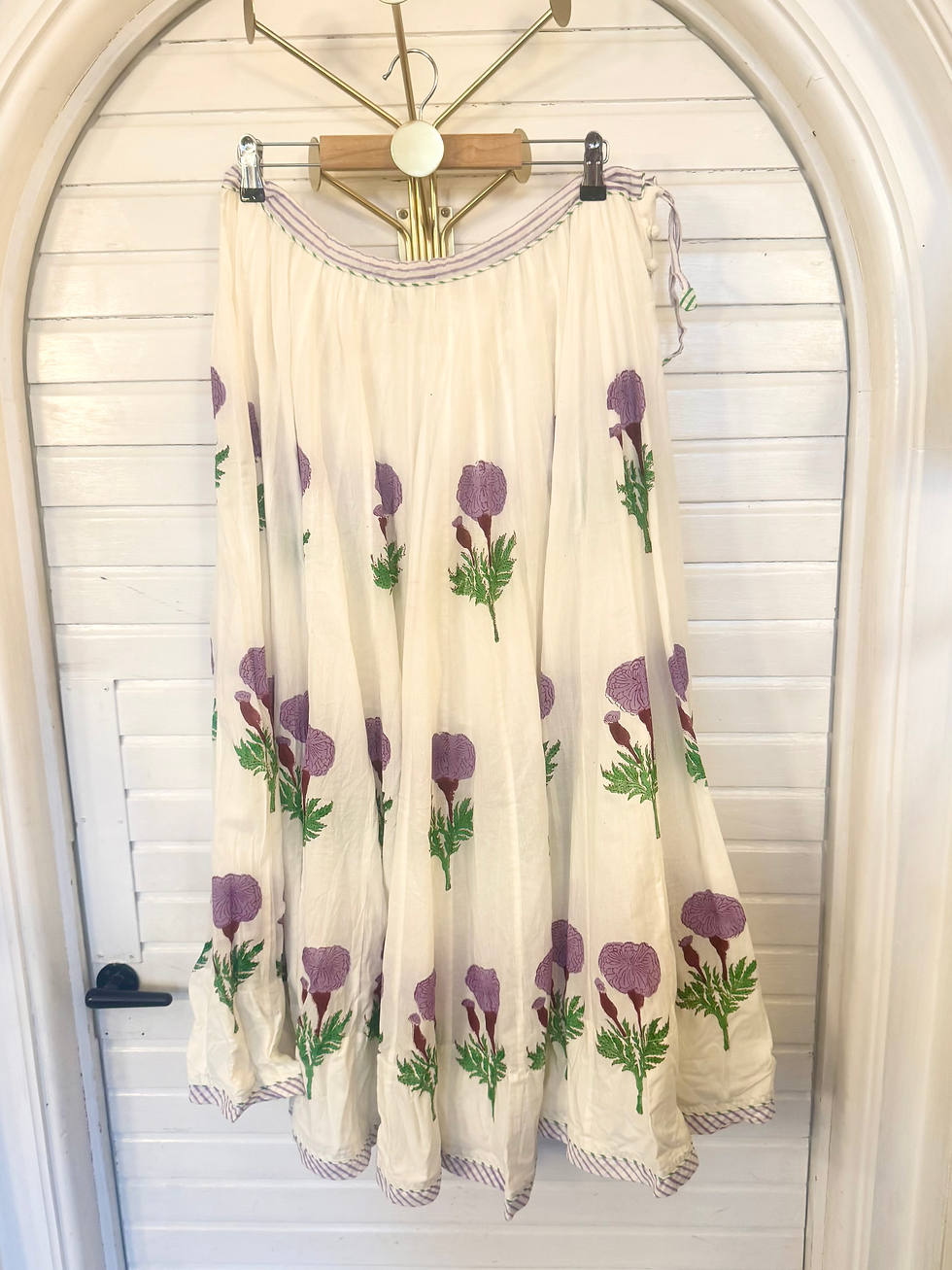Miniaturebillede: Soon back! Skirt full sun blokprint i bomuld- STILLMIND