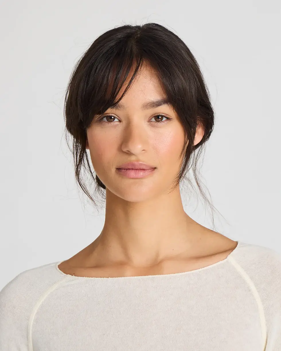 Miniaturebillede: Amalie top  i uld blanding m. rå kanter Off White - Gai + Lisv