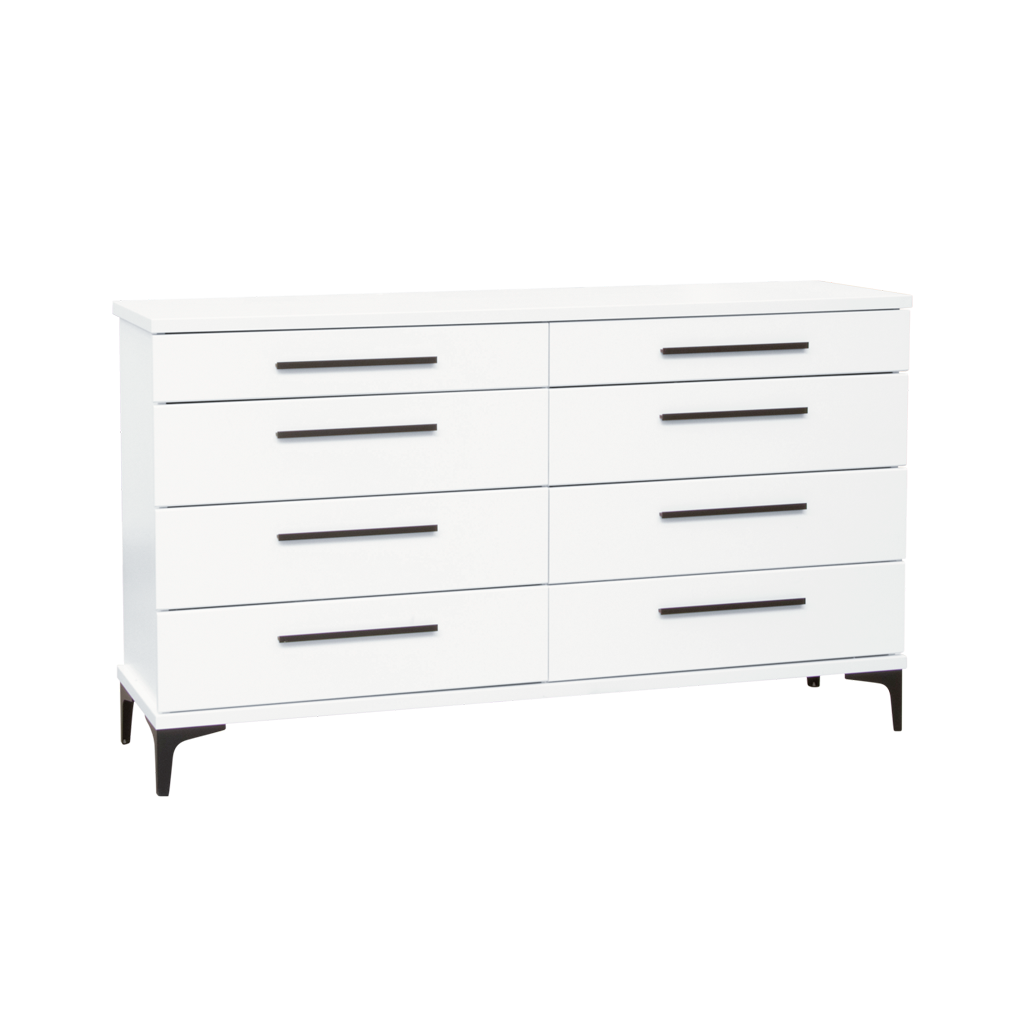 Fresh white bedroom furniture with black or chrome hardware Platform