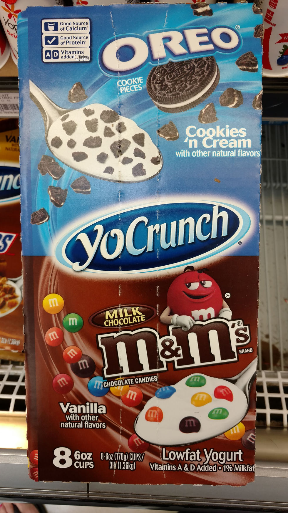 YoCrunch yogurt with Oreo and M&M toppings