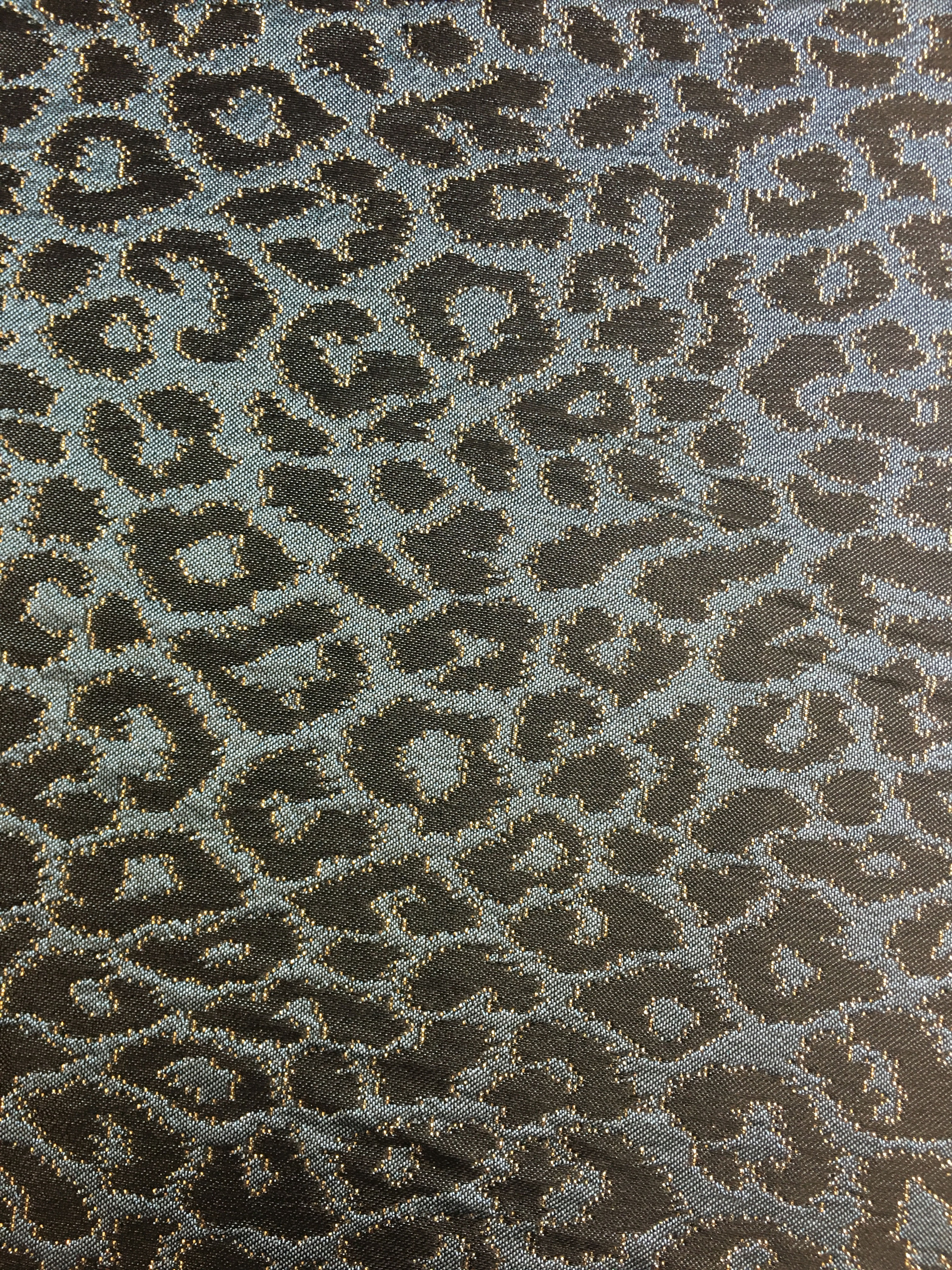 Blue Leopard Brocade