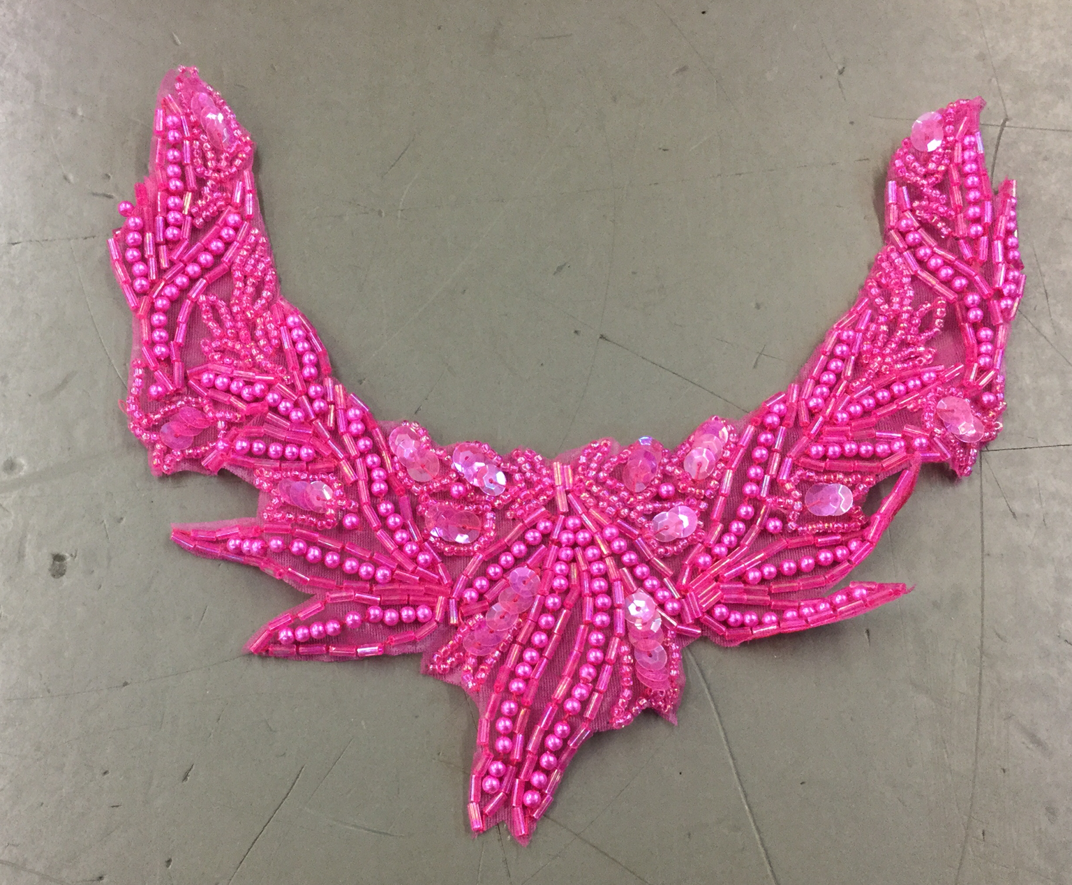 Hot pink appliqué 7" x 6" sequins and beading 