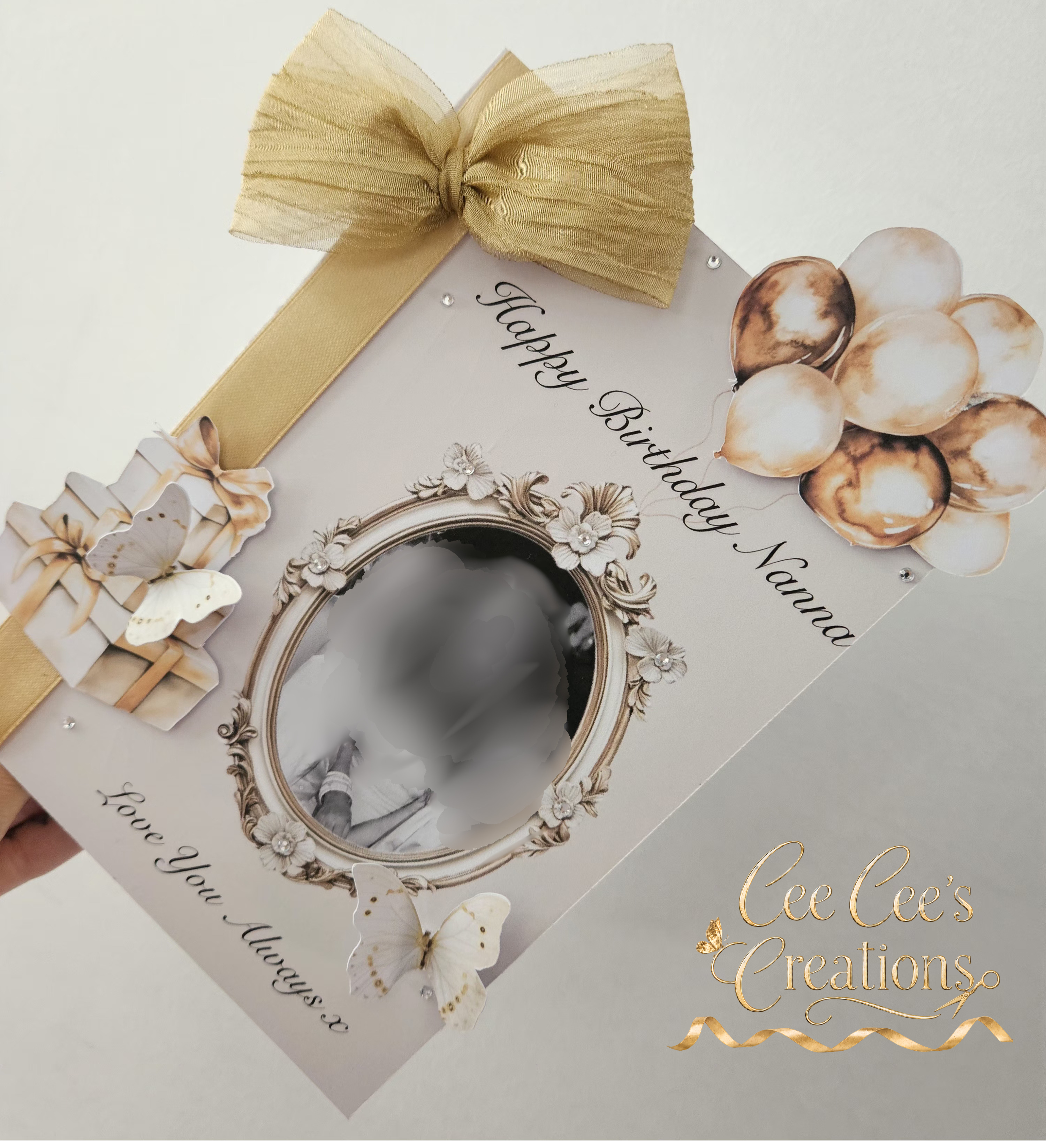 Cream & Gold Balloon Card