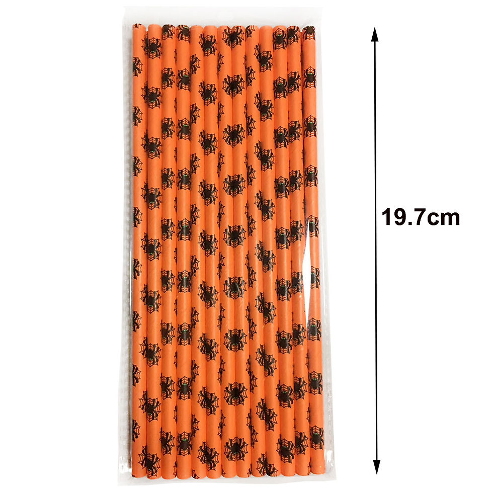 Miniature :  Pailles en Papier Halloween Noir et Orange - Lot de 25/50/100 