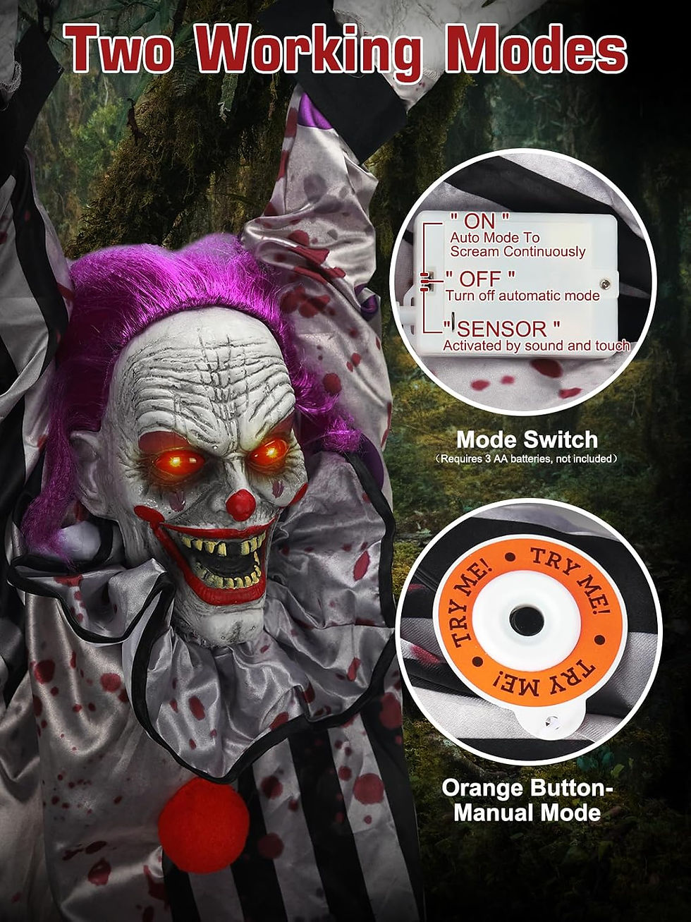Miniature :  Clown effrayant suspendu pour Halloween