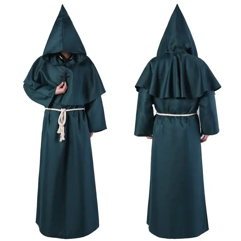 Miniature : Costume de sorcier médiéval avec capuche pour Halloween - Tenue de cosplay