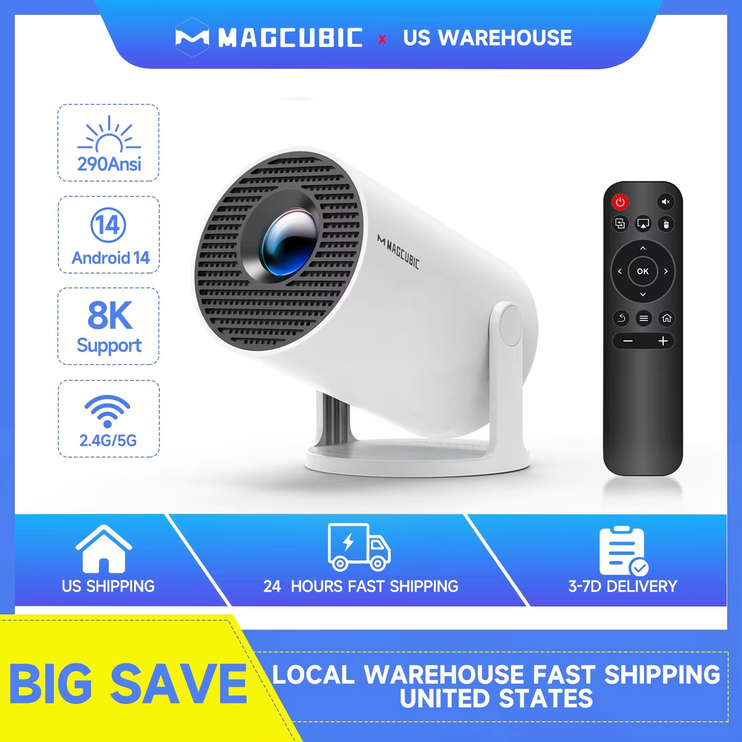 Magcubic Mini Portable HY300 Pro Projector 8K Full HD Native 720P 290 ANSI BT5.4
